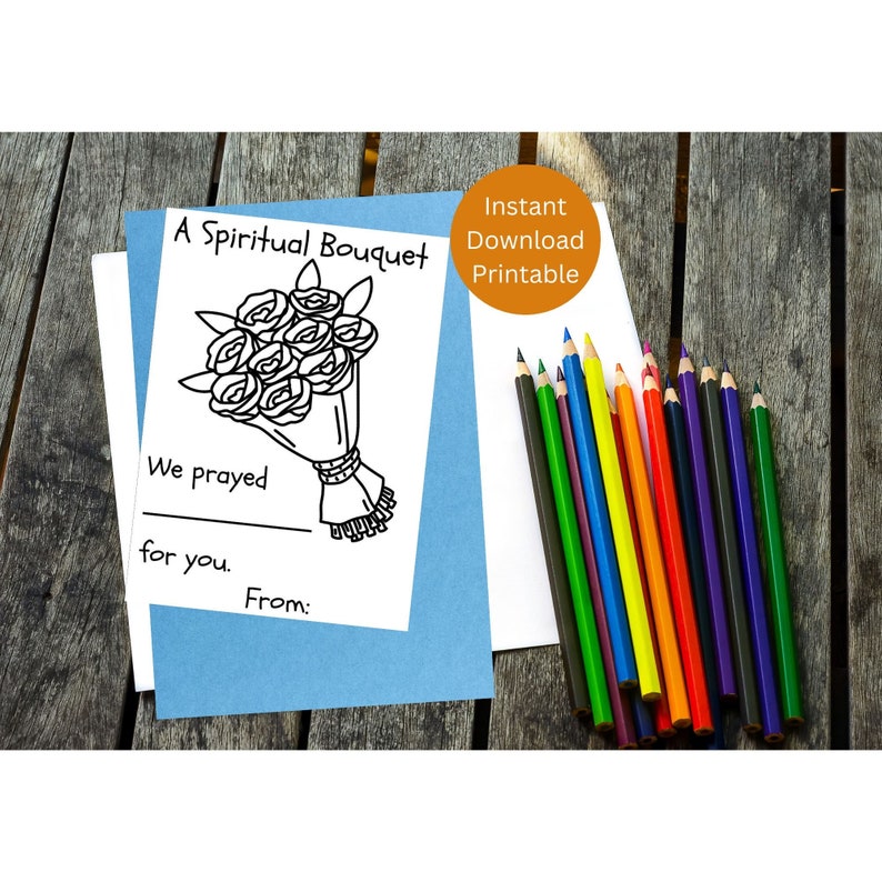 Spiritual Bouquet Printable Card / Spiritual Bouquet Coloring Card ...