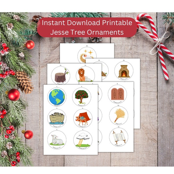 Printable Jesse Tree Ornaments/ Catholic Ornaments / Jesse Tree / Advent Activity