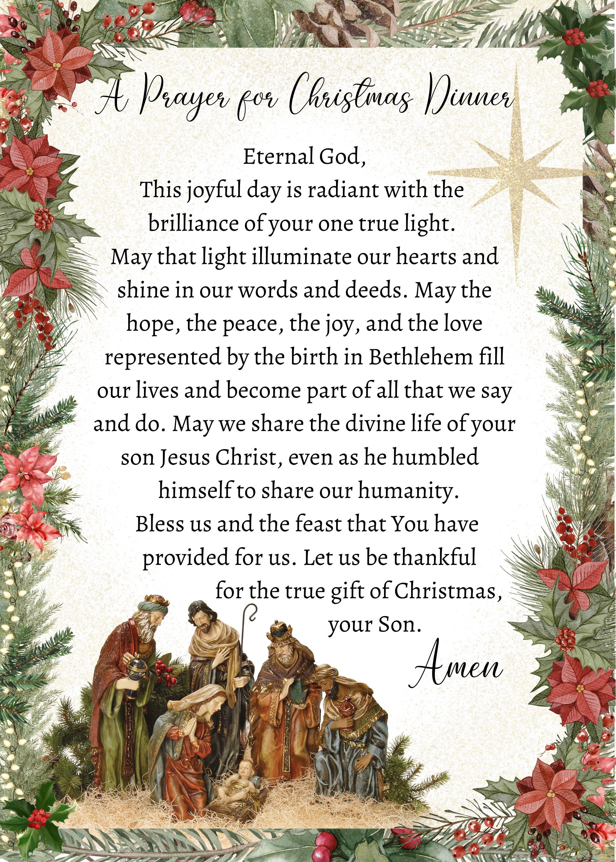 Christmas Dinner Table Prayer, Catholic Printable Prayer, Christmas Grace, Prayer Before Meal
