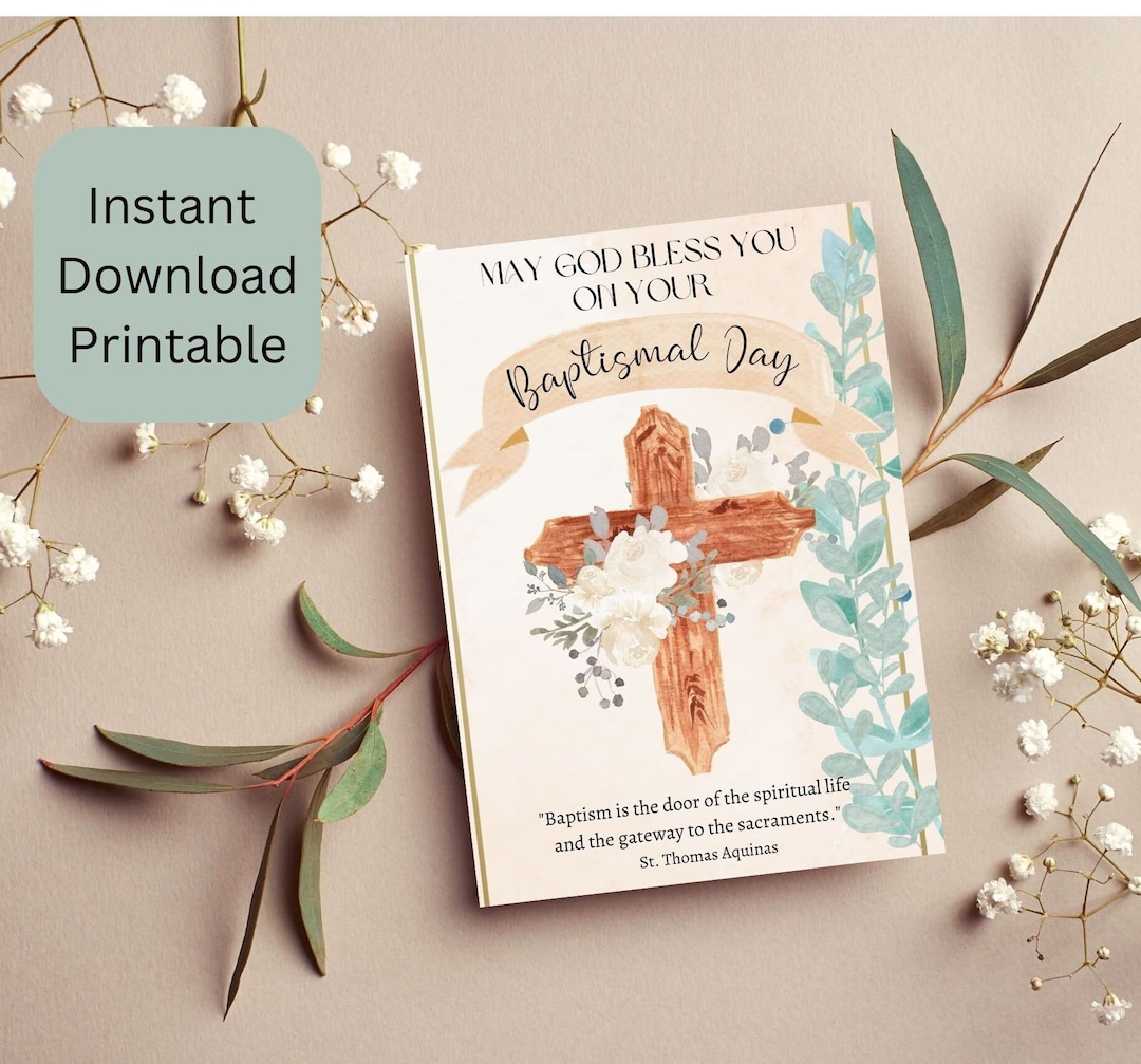 Catholic Baptism Card / Printable Baptism Card / Catholic Printable Card / Baptism Card Boy ...