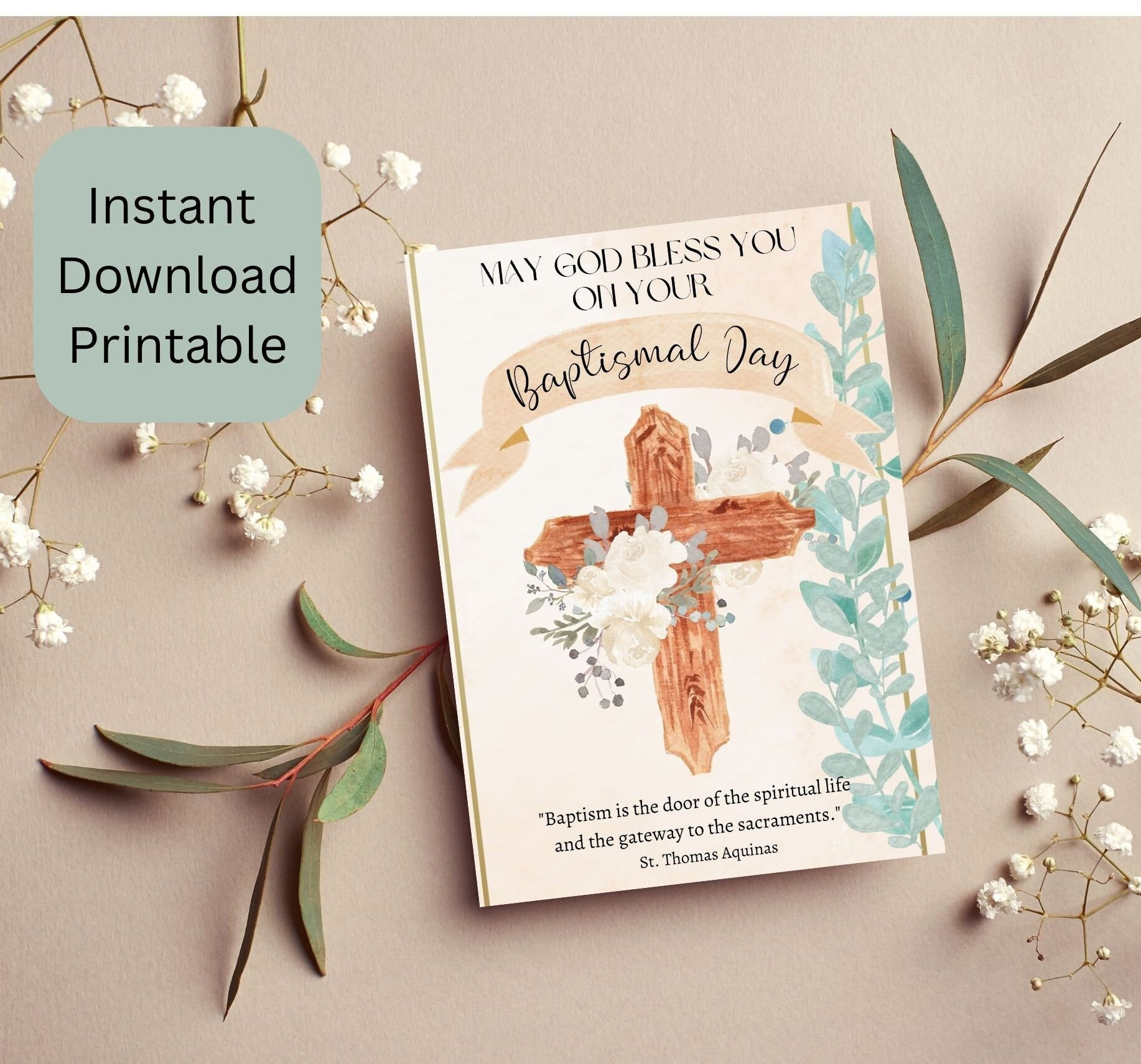 Catholic Baptism Card / Printable Baptism Card / Catholic Printable Card / Baptism Card Boy / Baptism Card Girl / Sacrament Gift