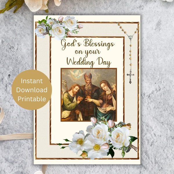 Catholic Wedding Printable Card, Holy Matrimony, Sacrament of Marriage, Catholic Greeting Card, Instant Download