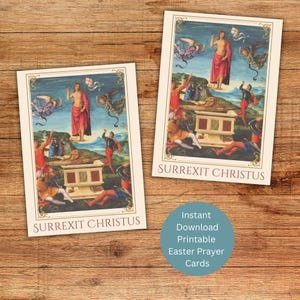 Ostergebetskarten, katholische heilige Karte, druckbare österliches Gebet, der Herr ist auferstanden, sofortiger Download