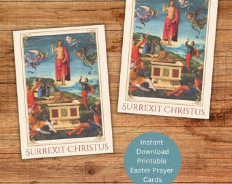 Printable Easter Prayer Cards, Catholic Paschal Holy Card Instant Download