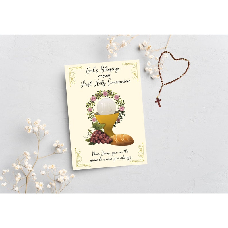First Holy Communion Card, Printable Catholic Sacrament Greeting ...