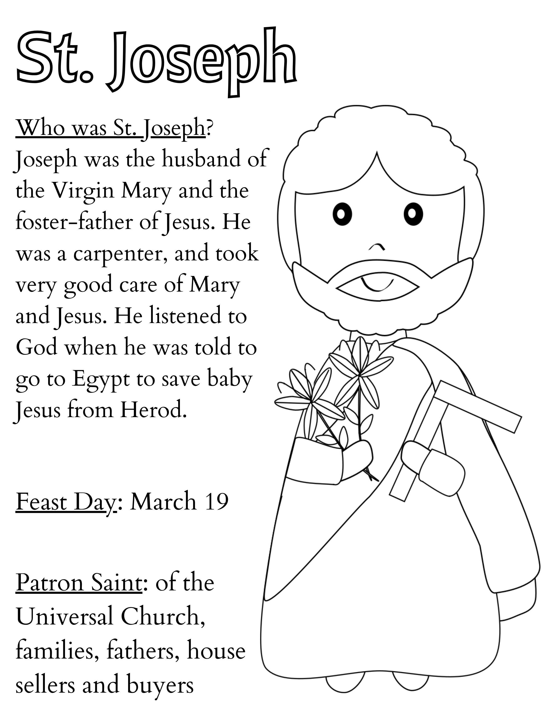 St Joseph Coloring Page Printable Saint Coloring Picture Catholic St Joseph Coloring Page Printable Saint Coloring Picture Catholic