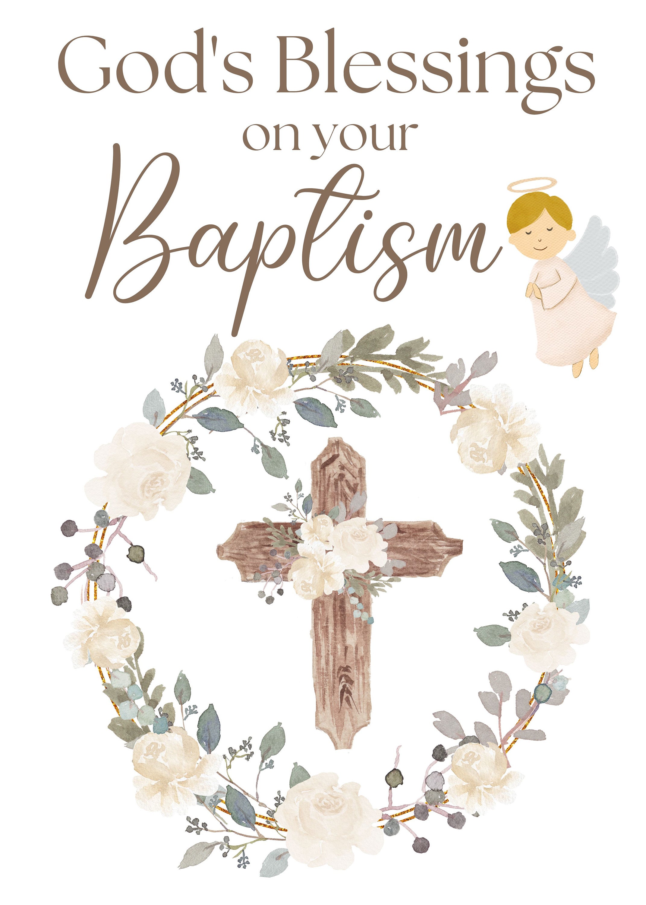 Catholic Baptism Card / Printable Baptism Card / Catholic Printable Card / Baptism Card Boy ...