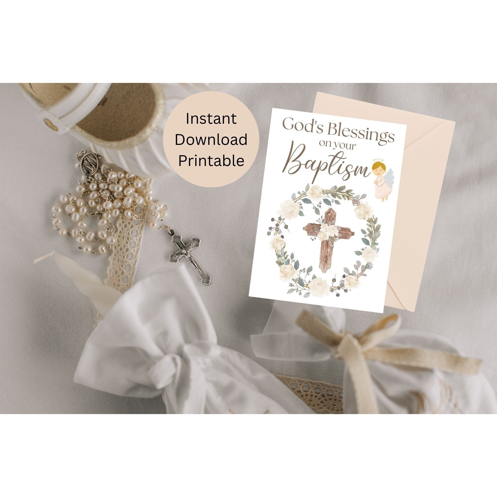 Catholic Baptism Card / Printable Baptism Card / Catholic Printable Card / Baptism Card Boy ...