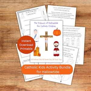 Printable Catholic Hallowtide Activity Bundle for Kids, Faith Based Halloween Instant Download