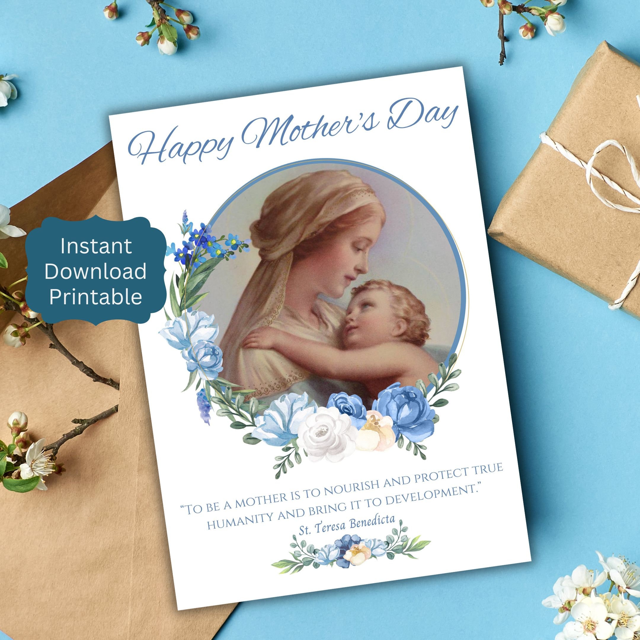 Catholic Mother's Day Printable Card, Happy Mother's Day, Marian Gift ...
