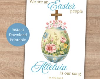 Printable Catholic Easter Card, Religious Easter Blessings Instant Download