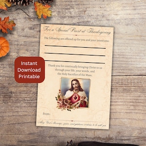 Priest Thanksgiving spiritueller Blumenstrauß Karte, druckbare katholische Gebetskarte, spirituelles Geschenk für Priester, sofortiger Download