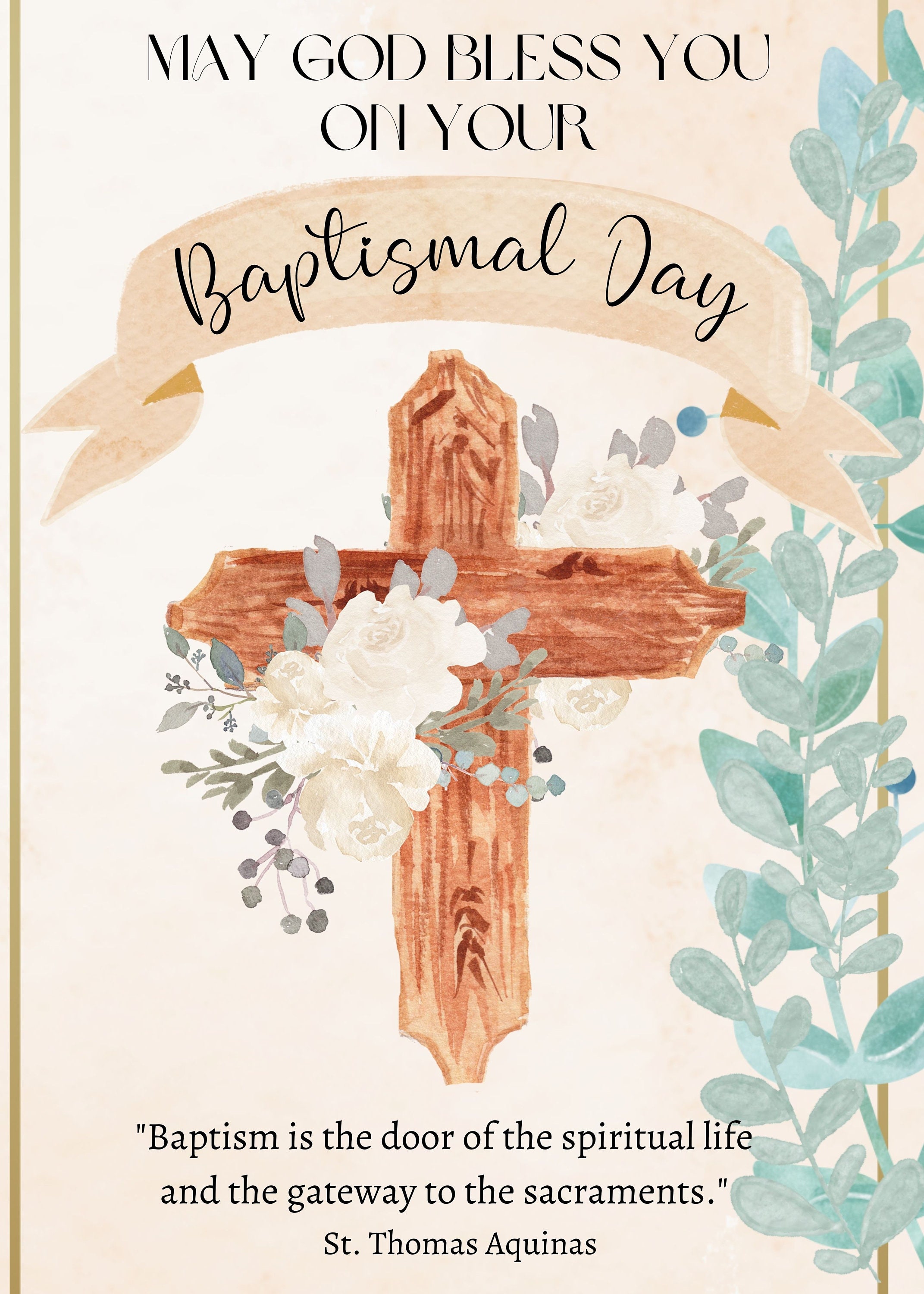 Catholic Baptism Card / Printable Baptism Card / Catholic Printable Card / Baptism Card Boy ...