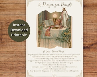 Tarjeta imprimible para sacerdote, saludo de oración católica para el clero, descarga instantánea.