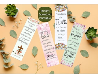 Printable Catholic Bookmarks, St. Catherine of Siena Bookmark Set, Page Markers, Catholic Saint Gift, Instant Download