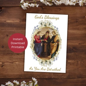 Catholic Betrothal Printable Card, Catholic Greeting Card, Betrothal Gift for Couple, Mary and Joseph, Instant Download