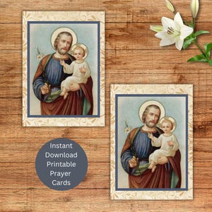Cartes de prière de saint Joseph, carte sainte catholique, prière imprimable à saint Joseph, téléchargement immédiat