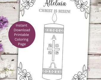 Printable Paschal Candle Coloring Page, Catholic Eastertide Activity for Kids, Instant Download