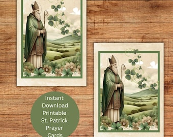 St. Patrick Printable Prayer Cards, Catholic Holy Card Instant Download