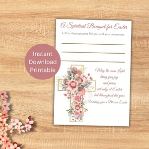 Biglietto di auguri spirituale di Pasqua, biglietto di preghiera stampabile, regalo di Pasqua cattolico, preghiera per te, biglietto di Pasqua floreale, download immediato