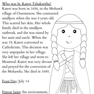 St. Kateri Tekakwitha Coloring Page, Printable Saint Coloring, Catholic ...