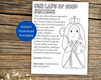 Our Lady of Good Success Coloring Page, Printable Saint Coloring, Catholic Kid's Activity, Marian Coloring, Instant Download