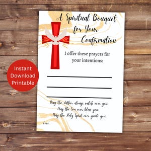 Confirmation Spiritual Bouquet Card / Catholic Confirmation Card / Printable Confirmation Card / Catholic Printable Card / Catholic Gift