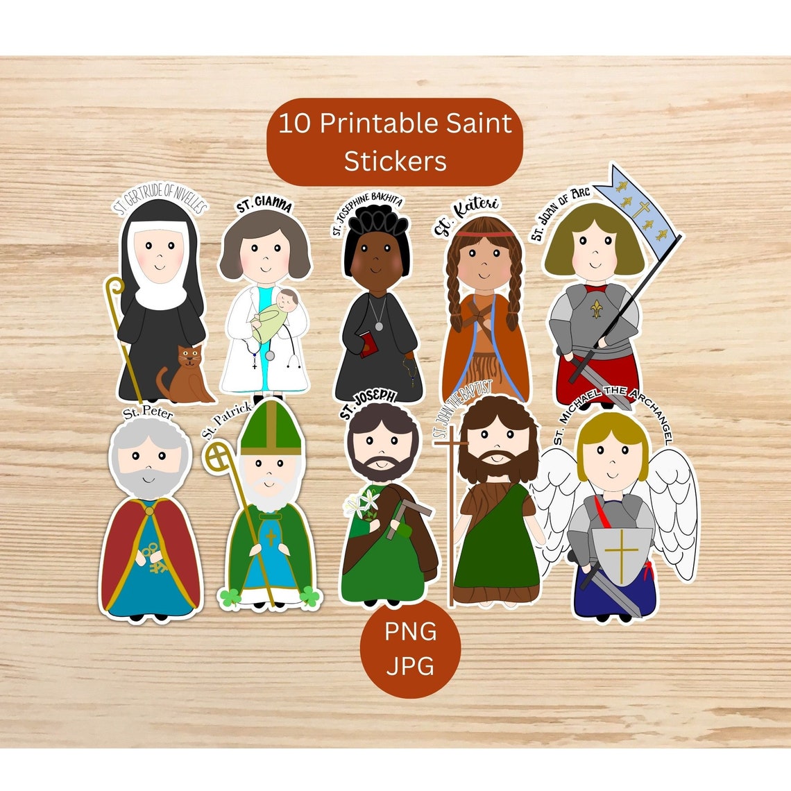 Catholic Saints Printable Sticker Bundle, Female and Male Instant ...