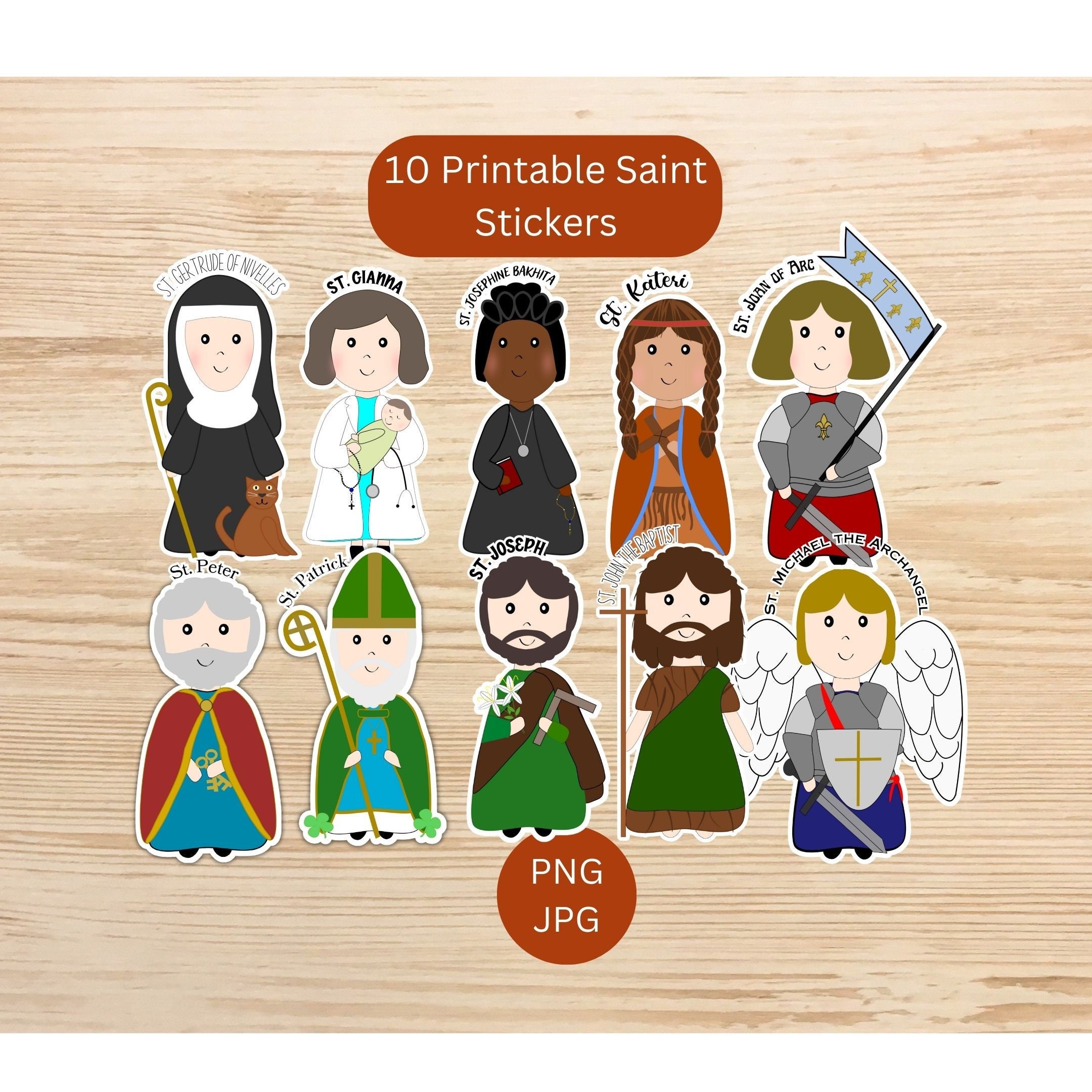 Bundle Catholic Saints Printable Stickers / Female Saints / Male Saints ...