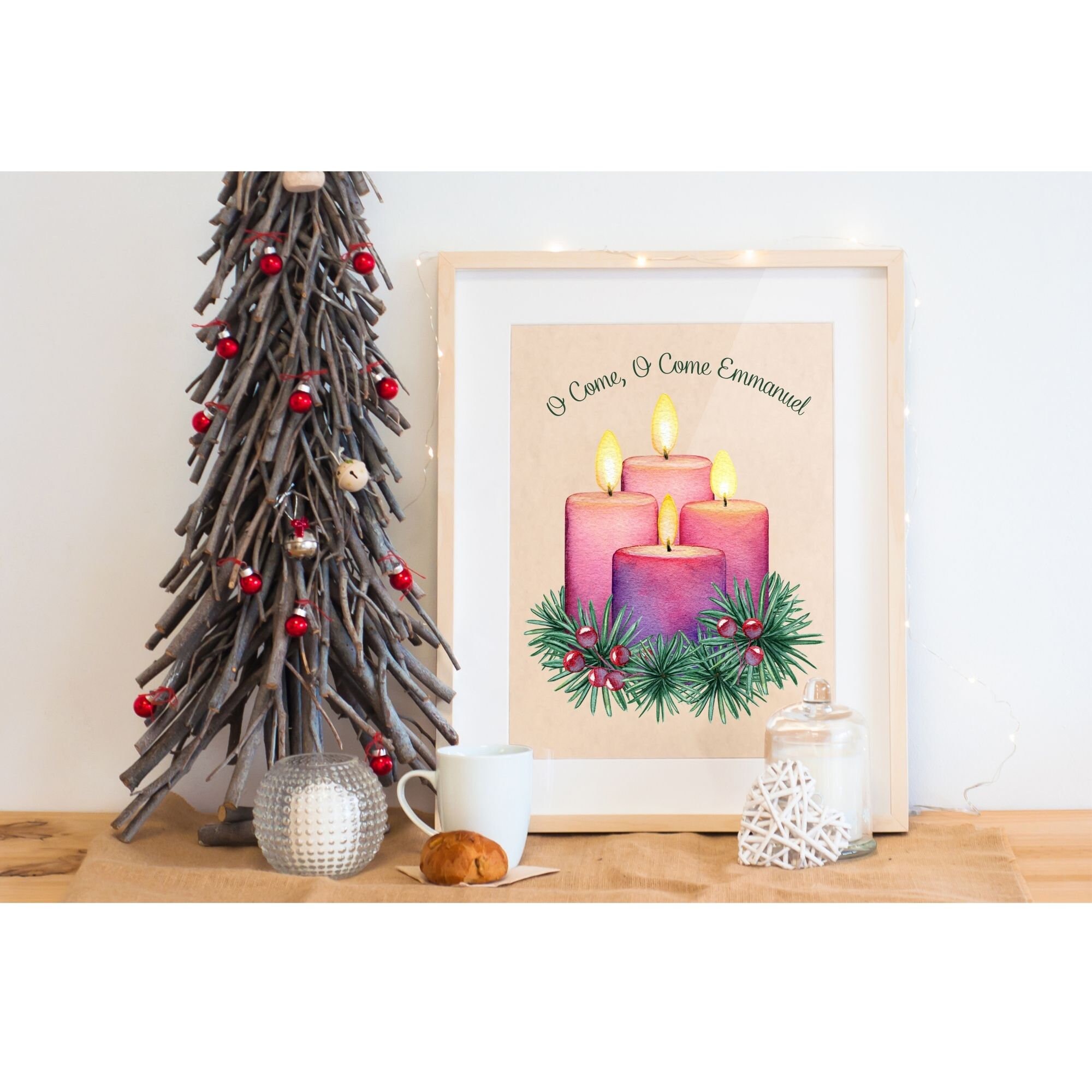 Advent Candles Print / Advent Wreath Print / Emmanuel Print / Advent ...