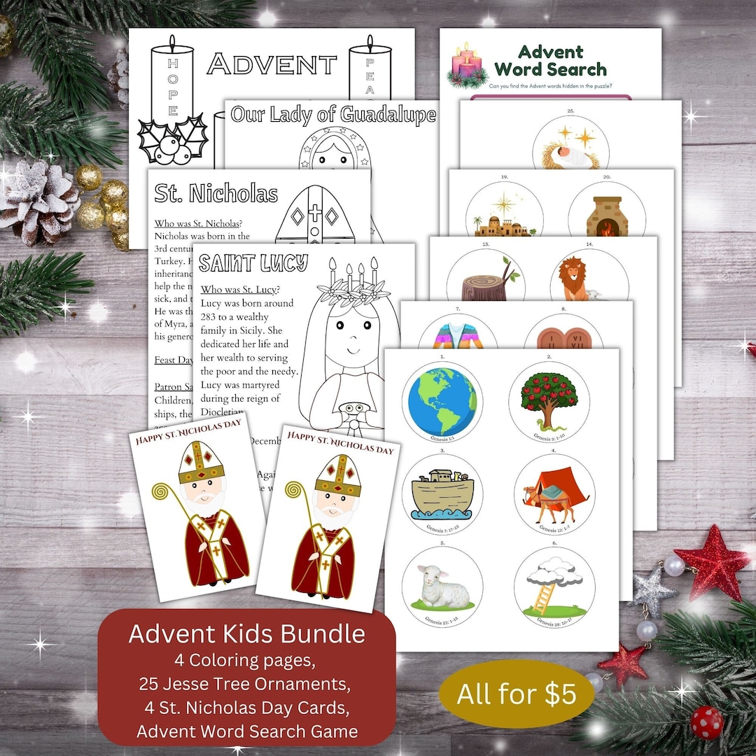 Advent Kids Printable Activity Bundle, Catholic Advent Games and ...