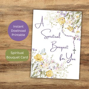Afdrukbare kaart spiritueel boeket, katholieke gebedskaart, katholiek briefpapier, 5 x 7-inch dubbelzijdig afdrukbaar, direct downloaden