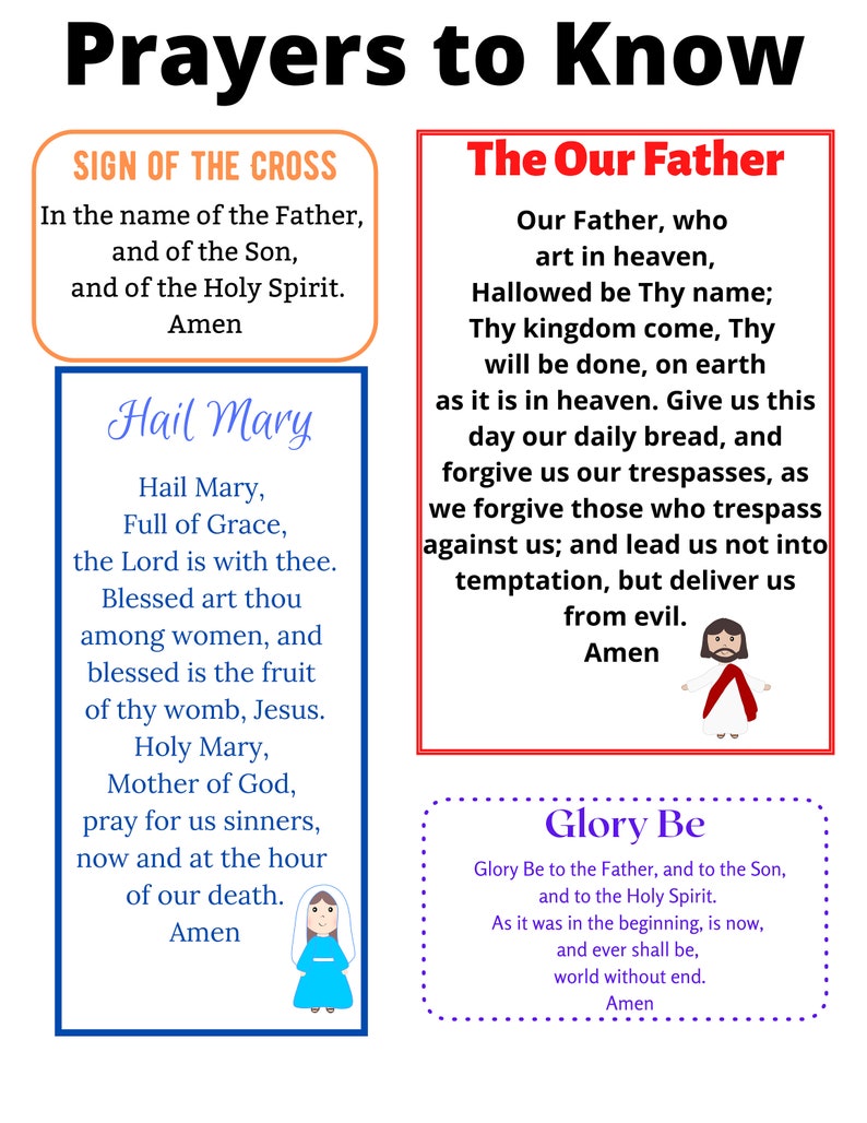 Catholic prayers printable bundle prayers for catholic children
