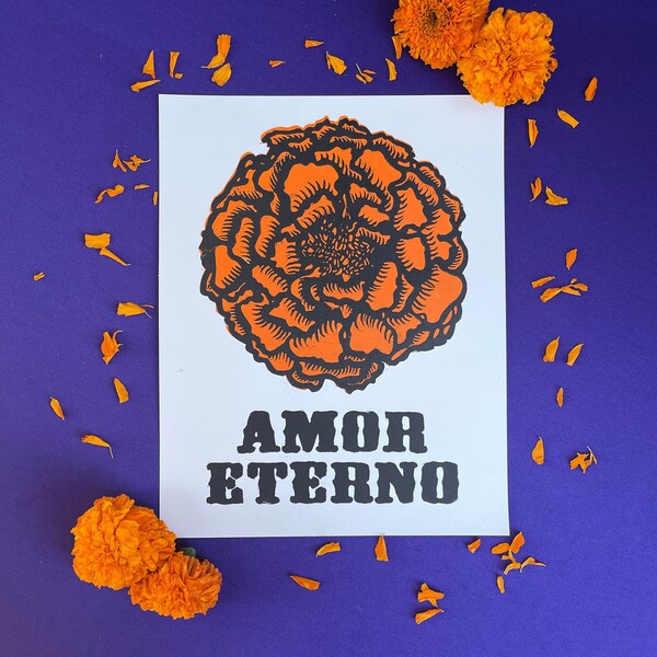 Amor Eterno Hand Printed Lino Print