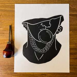 Bubble Bust, Original, Handprinted, Lino Print