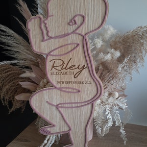 Baby Line Art Birth Stat Plaque - Actual Size