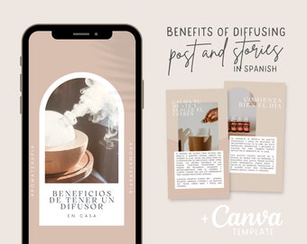 Benefits of diffusing ~ Stories for Instagram + Carousel Post ~ Young Living (IN SPANISH)