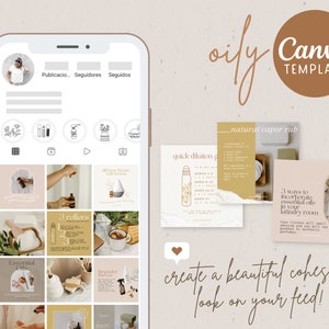 Oily / Wellness Instagram Post Canva Templates - Skincare Essential Oils Boho Neutrals