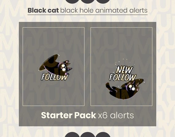 Twitch Stream alerts ・ Black cat black hole alerts  ・  Donation, follower, subscriber, cheer, host, raid