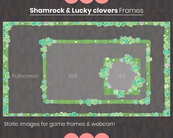 Shamrock Clover Webcam Overlay Frames, St Patricks Day Stream (Digital Download)