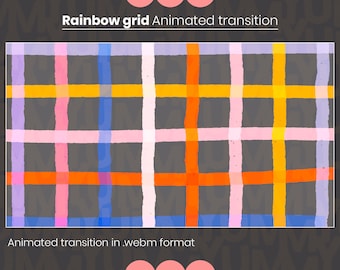Animated Twitch stinger Scene transition for your Streams ・ Picnic Rainbow Grid ・ Spring Summer aesthetic ・ Hand-Drawn lines in Crayon