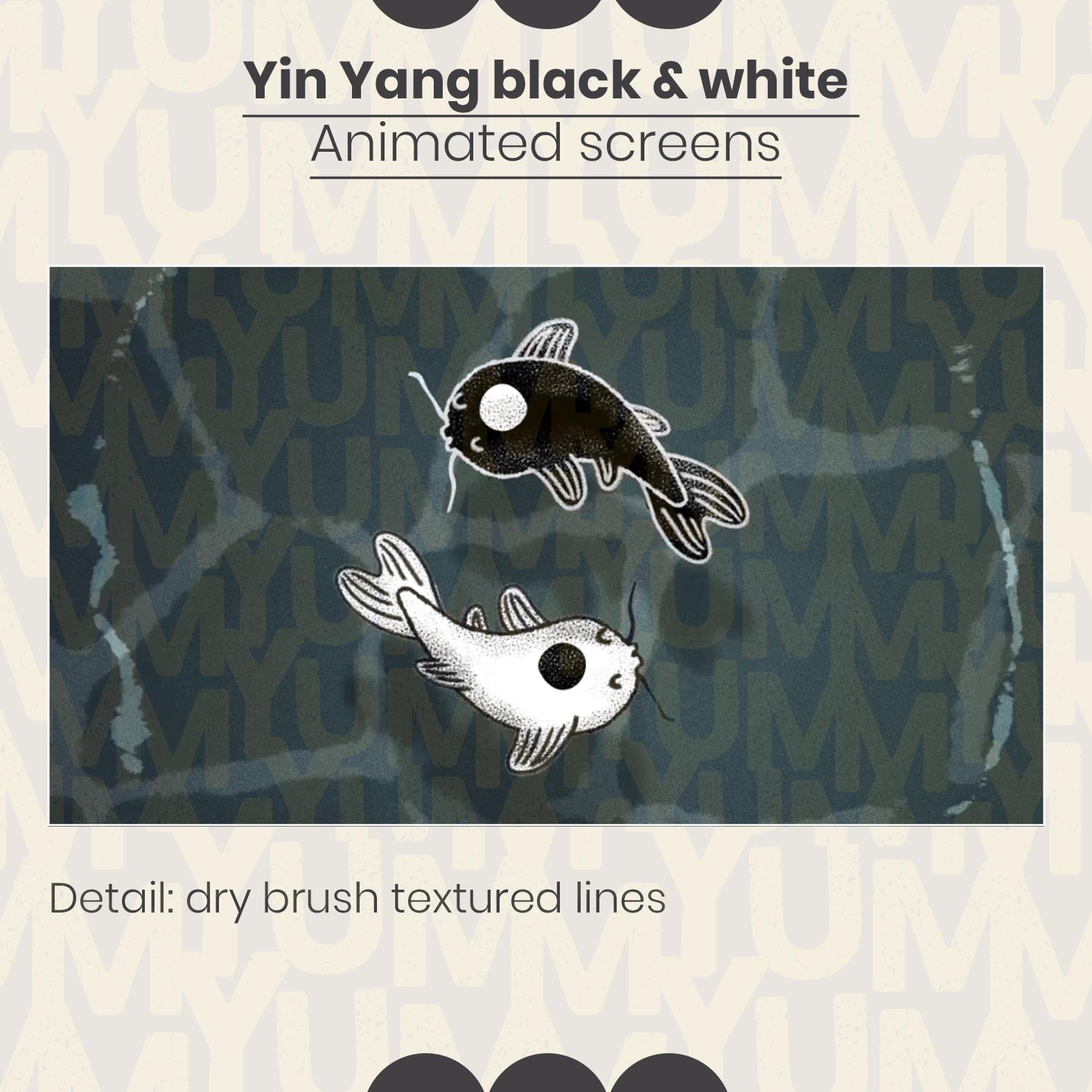 Stream Offline Screen Fish Yin Yang Koi Fish Animated Stream Screens Set ・ Dark Aesthetic ...