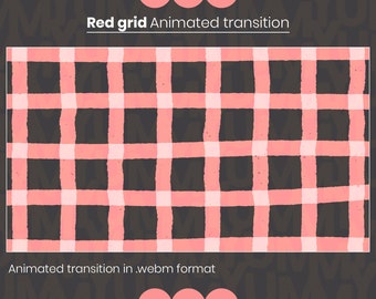 Animated Twitch stinger Scene transition for your Streams ・ Classic Red Picnic Grid ・ Spring Summer aesthetic ・ Hand-Drawn lines in Crayon