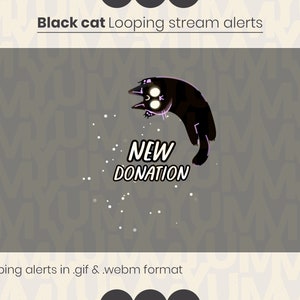 Alertas de transmisión en bucle de Black Cat ・ Donación, seguimiento, suscripción, animación, anfitrión, incursión