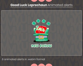 Animated Leprechaun Twitch Stream Alerts, St Patricks Day Overlays (Webm)