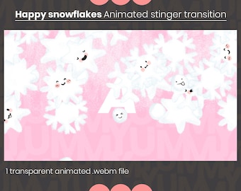 Animierter Szenenübergang auf Twitch für eure Streams ・ Fröhliche flauschige Schneeflocken ・ Weihnachtsästhetik ・ Niedliche Cartoon-Gesichter ・