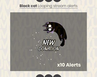 10 Halloween Black cat stream alerts ・ for Twitch, Kick, YouTube