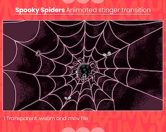 Spooky Spiders Animated Twitch Stinger, Black and Pink (webm)