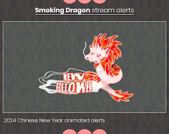 Smoking Red Dragon Stream Alerts, Chinese New Year Animation (.gif & .webm)