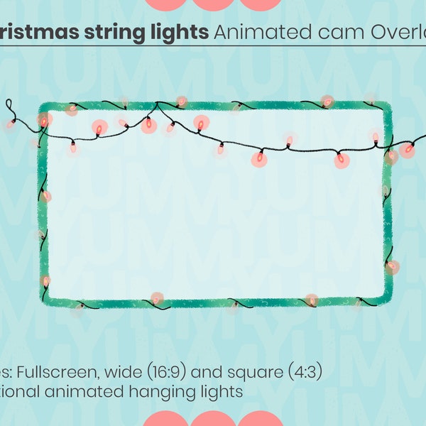 String Lights Overlay Animated Frames ・ Cute Christmas twinkle lights  ・ Twitch and OBS streaming ・